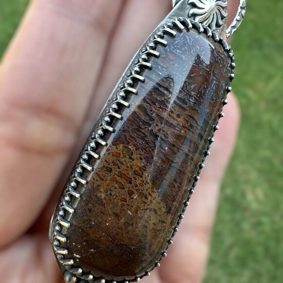 Pendant Fossil Dinosaur Gembone Paul Rossman 925 Sterling 3" w Bail 25.1g - Picture 8 of 14